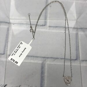 Aqua Sterling Silver 925 Sugar Skull Skeleton Crossbones Crystal Dainty Necklace